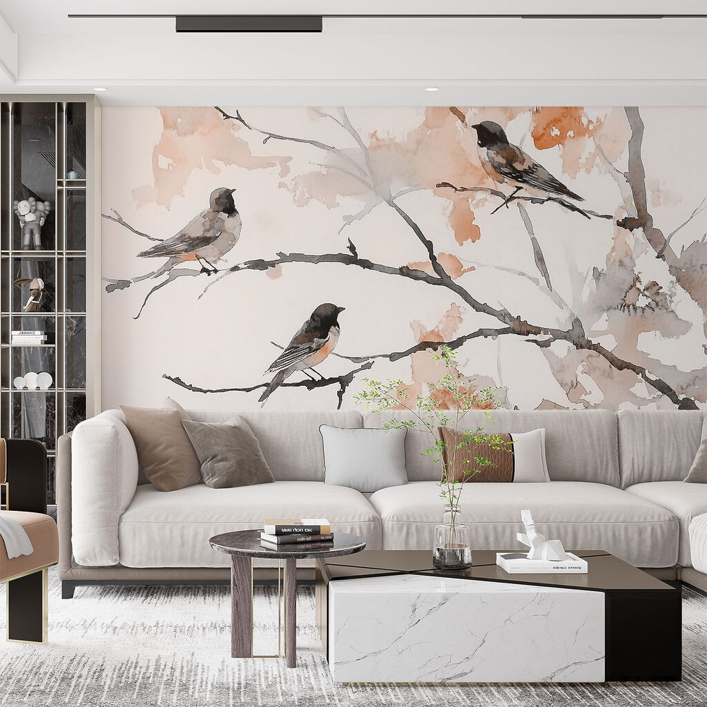 Pequenas aves em aguarela — interior 2