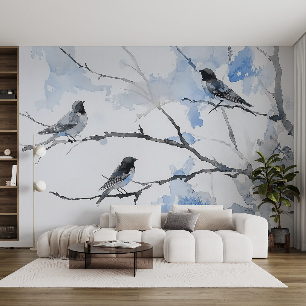 Pequenas aves em aguarela — interior 2