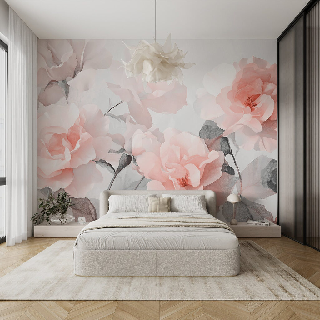 Rosas em aguarela num interior