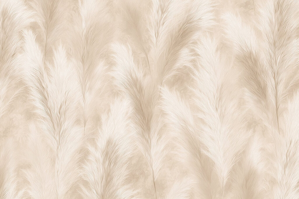 Plumas creme em campo — design completo