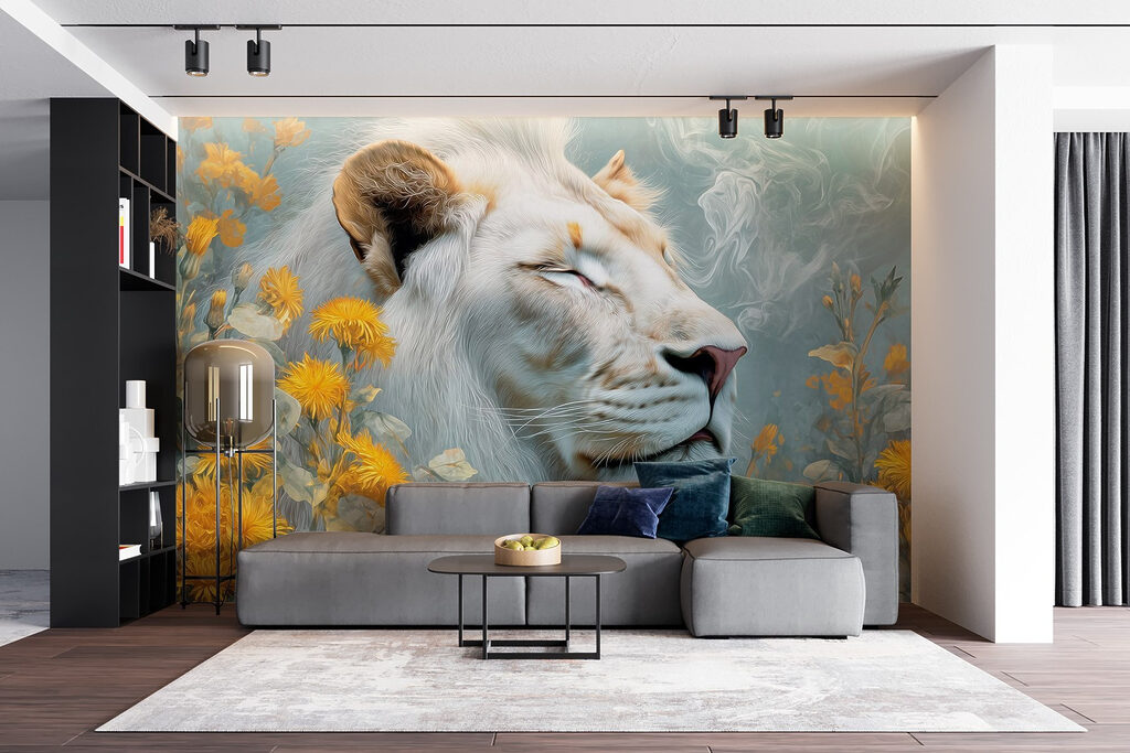 Leoa branca entre flores — interior 4
