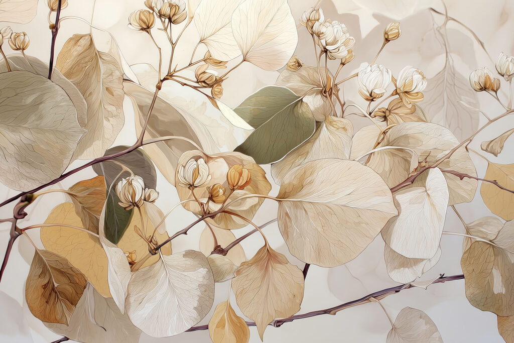 Folhas ocre em ramos — design completo