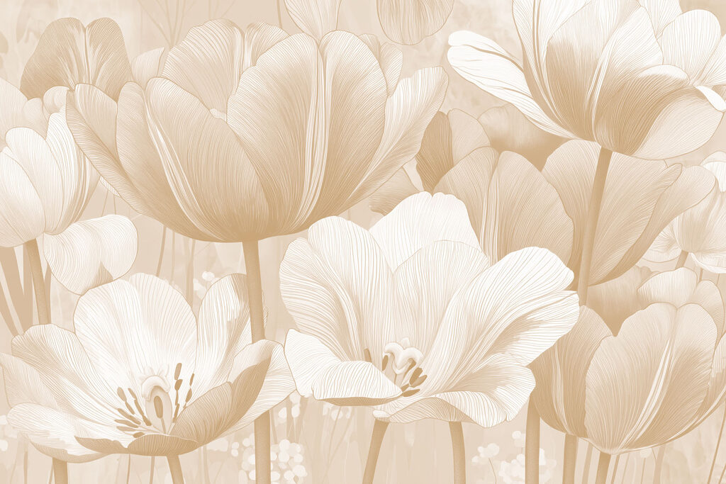 Tulipas claras em linhas — design completo