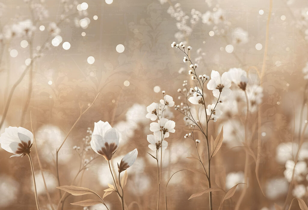 Flores silvestres em âmbar — design completo