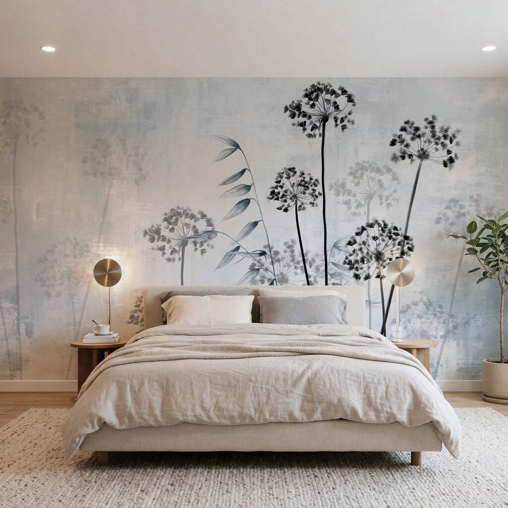 Umbelas em tinta suave num interior