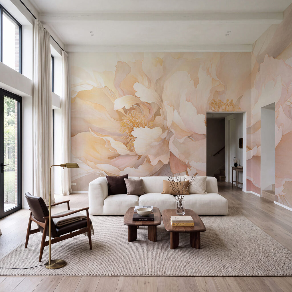 Flores suaves em bruma num interior
