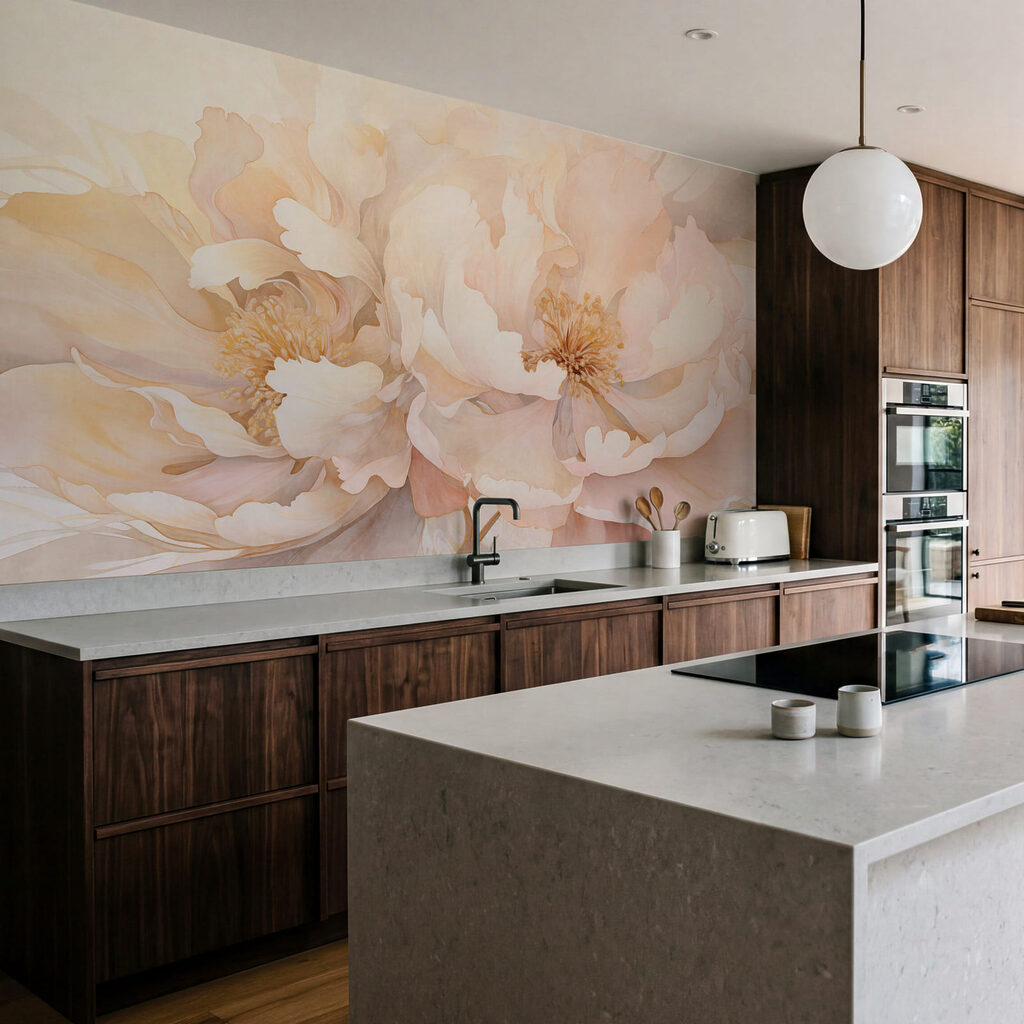 Flores suaves em bruma num interior