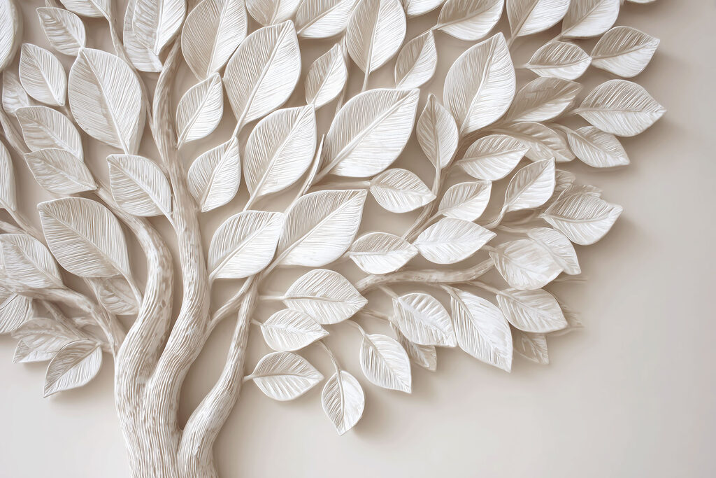 Folhas brancas em ramos — design completo