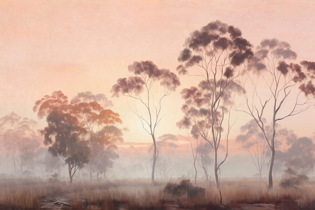 Árvores ao amanhecer — design completo