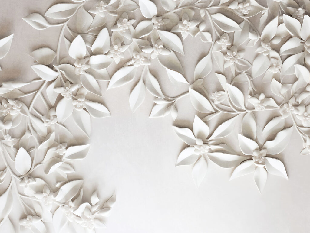 Flores brancas em ângulos — design completo